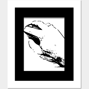 Black white design of hand with mouse Posters and Art